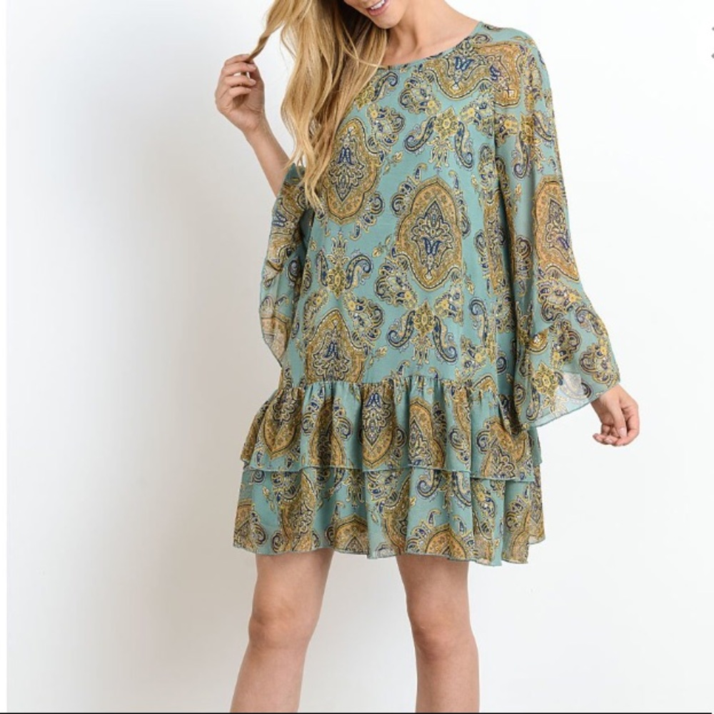 NEW Turquoise Ruffle Hem Dress